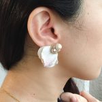 布花の花びらピアスイヤリング (ピンク)