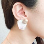 布花の花びらピアスイヤリング (ピンク)